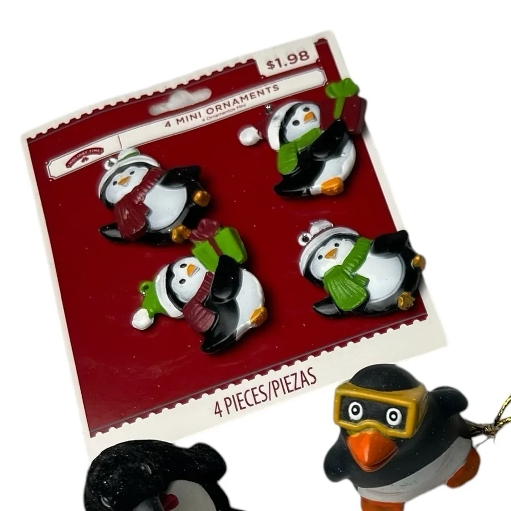Penguin X-Mas Lot 13: 4 Mini Ornaments 1 Pez 1 Bath Toy 1 Picture Frame 6 Misc